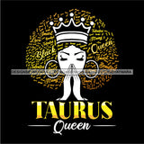 Taurus Queen Calendar Afro Woman Melanin Popping Nubian Black Girl Magic SVG Cutting Files For Silhouette Cricut and More