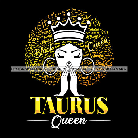 Taurus Queen Calendar Afro Woman Melanin Popping Nubian Black Girl Magic SVG Cutting Files For Silhouette Cricut and More