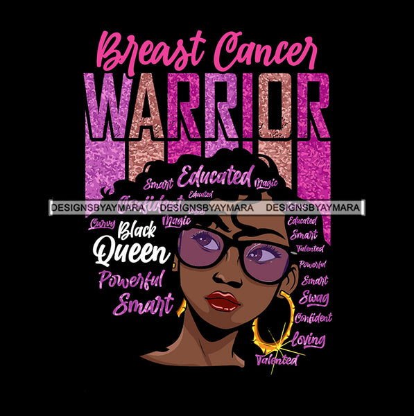 Afro Lola Breast Cancer Warrior Survivor Black Girl Magic Melanin Popping Hipster Girl SVG JPG PNG Layered Cutting Files For Silhouette Cricut and More