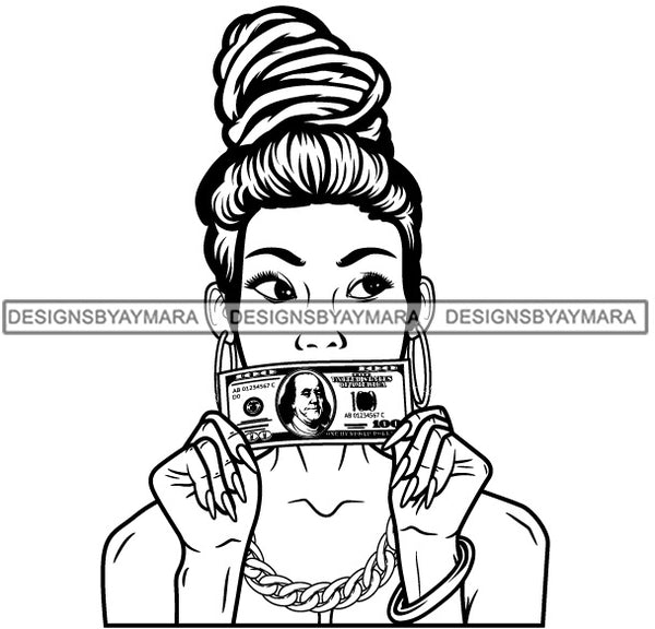 Caucasian Hustle Woman Money Maker One Hundred Dollar Bill Successful Woman Hipster Girl Magic SVG Cutting Files For Silhouette Cricut