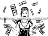 Caucasian Hustle Woman Money Maker One Hundred Dollar Bill Successful Woman Hipster Girl Magic SVG Cutting Files For Silhouette Cricut