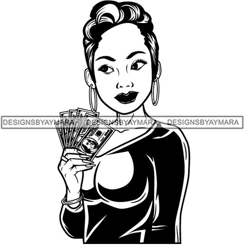 Caucasian Hustle Woman Money Maker One Hundred Dollar Bill Successful Woman Hipster Girl Magic SVG Cutting Files For Silhouette Cricut