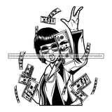 Caucasian Hustle Woman Money Maker One Hundred Dollar Bill Successful Woman Hipster Girl Magic SVG Cutting Files For Silhouette Cricut