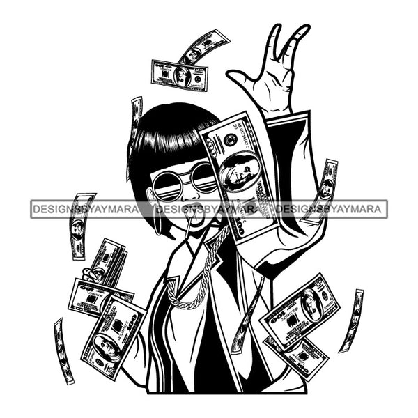 Caucasian Hustle Woman Money Maker One Hundred Dollar Bill Successful Woman Hipster Girl Magic SVG Cutting Files For Silhouette Cricut