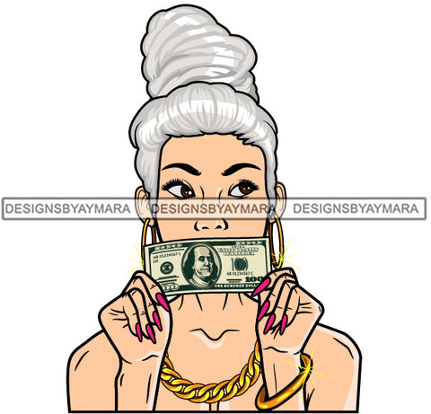 Caucasian Hustle Woman Money Maker One Hundred Dollar Bill Successful Woman Hipster Girl Magic SVG Cutting Files For Silhouette Cricut