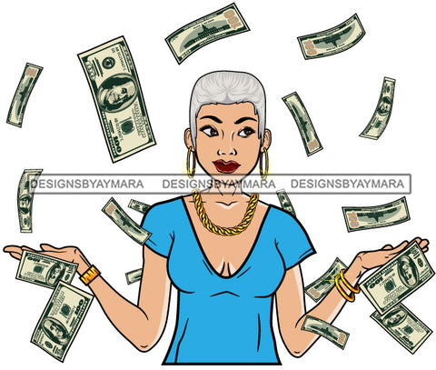 Caucasian Hustle Woman Money Maker One Hundred Dollar Bill Successful Woman Hipster Girl Magic SVG Cutting Files For Silhouette Cricut