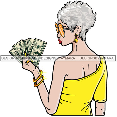 Caucasian Hustle Woman Money Maker One Hundred Dollar Bill Successful Woman Hipster Girl Magic SVG Cutting Files For Silhouette Cricut