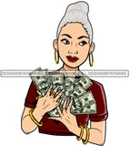 Caucasian Hustle Woman Money Maker One Hundred Dollar Bill Successful Woman Hipster Girl Magic SVG Cutting Files For Silhouette Cricut