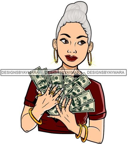 Caucasian Hustle Woman Money Maker One Hundred Dollar Bill Successful Woman Hipster Girl Magic SVG Cutting Files For Silhouette Cricut