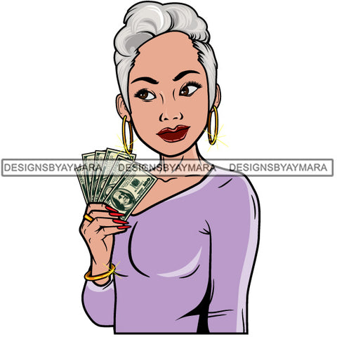 Caucasian Hustle Woman Money Maker One Hundred Dollar Bill Successful Woman Hipster Girl Magic SVG Cutting Files For Silhouette Cricut