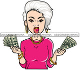 Caucasian Hustle Woman Money Maker One Hundred Dollar Bill Successful Woman Hipster Girl Magic SVG Cutting Files For Silhouette Cricut