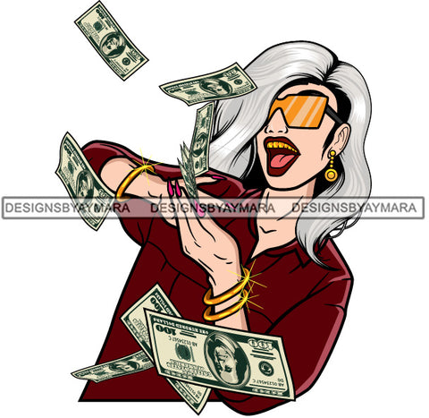Caucasian Hustle Woman Money Maker One Hundred Dollar Bill Successful Woman Hipster Girl Magic SVG Cutting Files For Silhouette Cricut