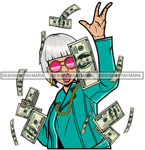 Caucasian Hustle Woman Money Maker One Hundred Dollar Bill Successful Woman Hipster Girl Magic SVG Cutting Files For Silhouette Cricut