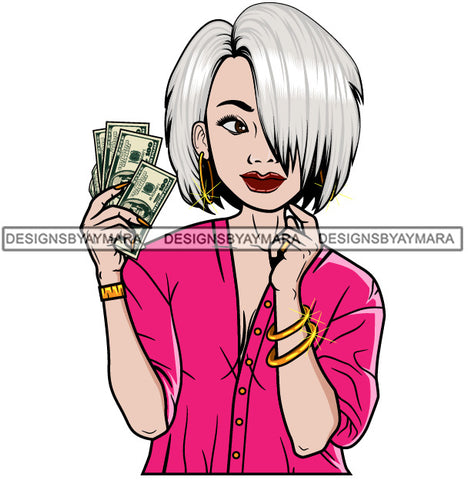 Caucasian Hustle Woman Money Maker One Hundred Dollar Bill Successful Woman Hipster Girl Magic SVG Cutting Files For Silhouette Cricut