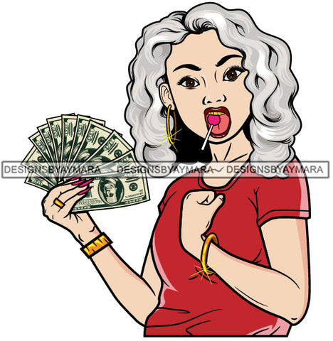 Caucasian Hustle Woman Money Maker One Hundred Dollar Bill Successful Woman Hipster Girl Magic SVG Cutting Files For Silhouette Cricut