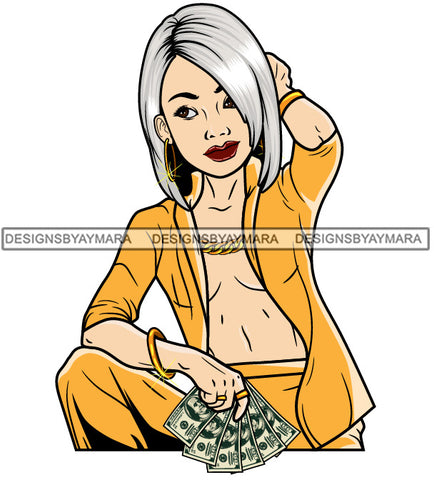 Caucasian Hustle Woman Money Maker One Hundred Dollar Bill Successful Woman Hipster Girl Magic SVG Cutting Files For Silhouette Cricut