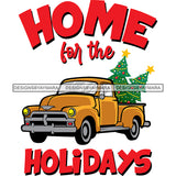 Home For The Holiday Antique Orange Truck Retro Classic Christmas Tree  SVG Cutting Files For Silhouette Cricut