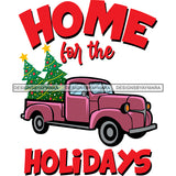 Home For The Holiday Antique Pink Truck Retro Classic Christmas Tree  SVG Cutting Files For Silhouette Cricut