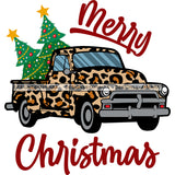 Merry Christmas Cheetah Truck Holiday Antique  Retro Classic Christmas Tree  SVG Cutting Files For Silhouette Cricut