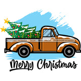 Merry Christmas Orange Truck Holiday Antique Retro Classic Christmas Tree SVG Cutting Files For Silhouette Cricut