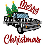 Merry Christmas Zebra Truck Holiday Antique Retro Classic Christmas Tree SVG Cutting Files For Silhouette Cricut