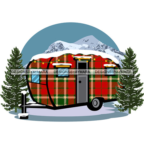 Christmas Trailer  Red Truck Holiday Christmas Tree Snow Holiday Season SVG Cutting Files For Silhouette Cricut