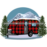 Christmas Trailer Red Black Truck Holiday Christmas Tree Snow Holiday Season SVG Cutting Files For Silhouette Cricut