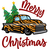 Merry Christmas Tiger Truck Holiday Antique Retro Classic Christmas Tree SVG Cutting Files For Silhouette Cricut