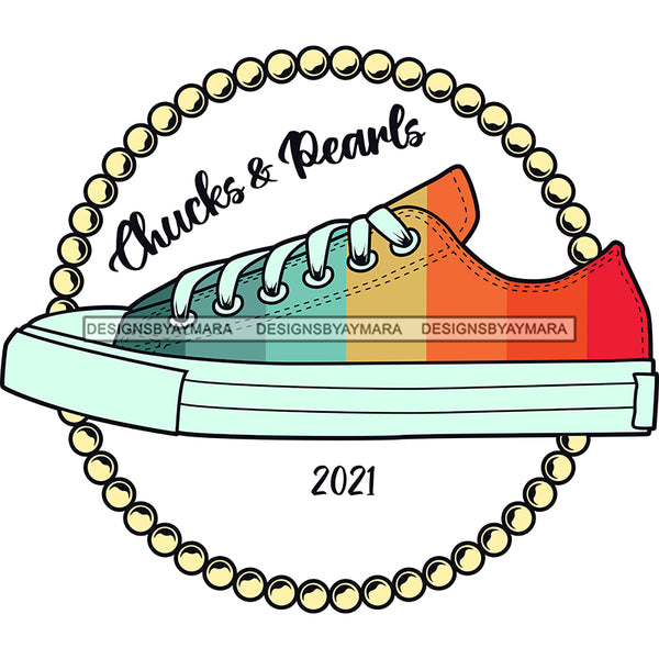 Chucks and Pearls 2021 Inauguration Designs Woman Power Vice President Kamala Harris SVG Cutting Files For Silhouette Cricut and More