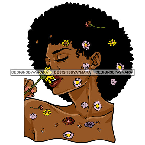 Flower Melanin Woman Beautiful Lady SVG PNG JPG Cut Files For Silhouette Cricut and More!