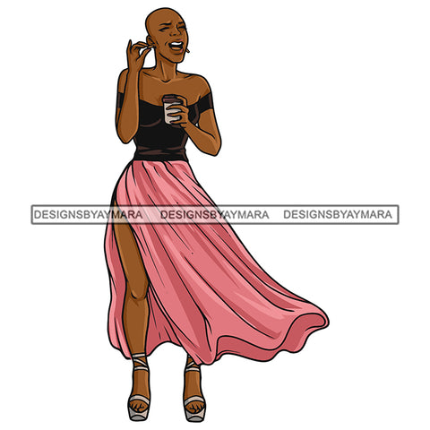 Bold Melanin Woman Beautiful Lady Drinking Coffee SVG PNG JPG Cut Files For Silhouette Cricut and More!