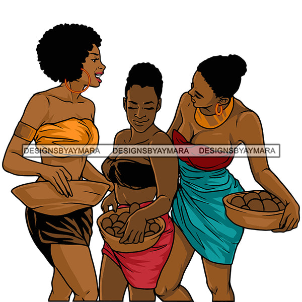 Melanin Women Best Friends Together Food Basket Beautiful African American Ladies SVG PNG JPG Cut Files For Silhouette Cricut and More!