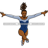 Melanin Woman Gymnastic Athlete Fitness Dancing Beautiful Lady SVG PNG JPG Cut Files For Silhouette Cricut and More!