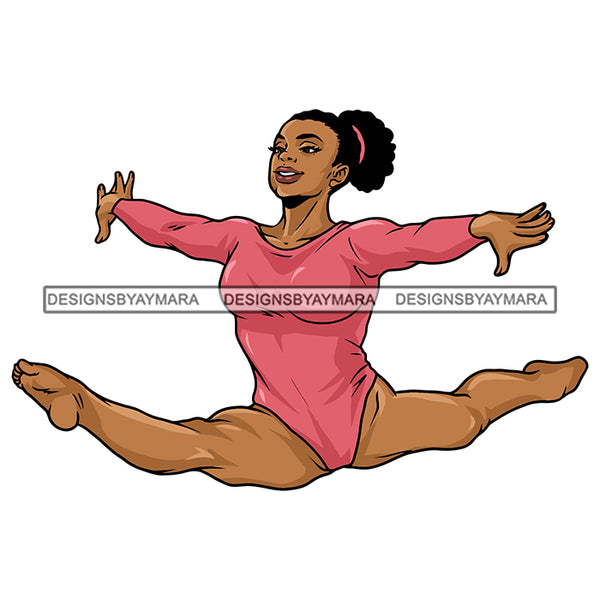 Fitness Woman Gymnastic Ballet Strong Athlete Melanin Nubian Proud SVG PNG JPG Cut Files For Silhouette Cricut and More!