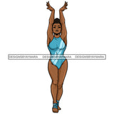 Melanin Woman Gymnastic Strong Athlete Poses Stage Beautiful Lady SVG PNG JPG Cut Files For Silhouette Cricut and More!