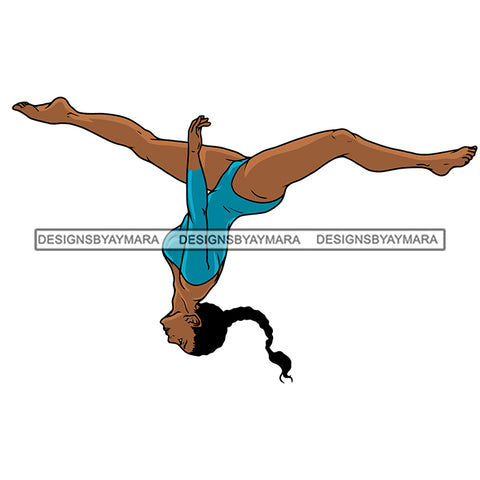 Melanin Woman Gymnastic Strong Athlete Poses Stage Beautiful Lady SVG PNG JPG Cut Files For Silhouette Cricut and More!