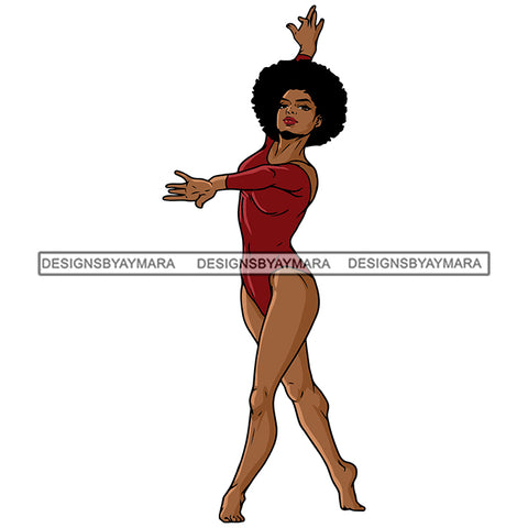 Melanin Woman Gymnastic Strong Athlete Poses Stage Beautiful Lady SVG PNG JPG Cut Files For Silhouette Cricut and More!