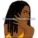Melanin Woman Dreadlocks Locs Hairstyle Looking Sideways Beautiful Lady SVG PNG JPG Cut Files For Silhouette Cricut and More!