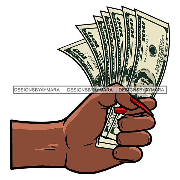 Female Hands Holding Money Cash Long Nails SVG PNG JPG Cut Files For Silhouette Cricut and More!