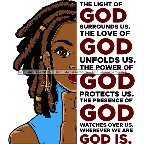 The Light Of God Surrounds Us Black Woman Locs Sister Locs  SVG JPG PNG Vector Clipart Cricut Silhouette Cut Cutting1