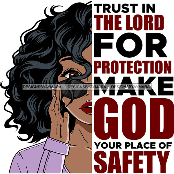 Trust In The Lord For Protection Black Woman SVG JPG PNG Vector Clipart Cricut Silhouette Cut Cutting1