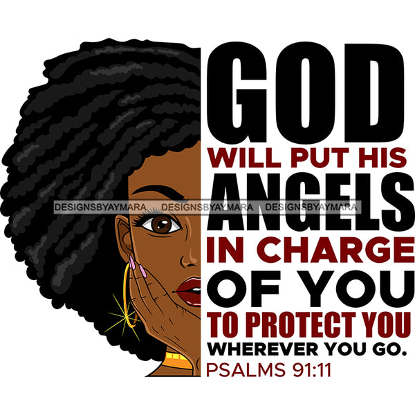 God Will Put His Angels In Charge Black Woman Locs Sister Locs  SVG JPG PNG Vector Clipart Cricut Silhouette Cut Cutting1