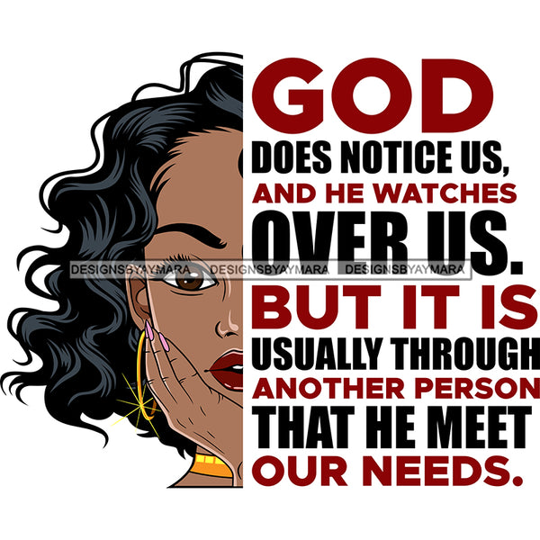 God Does Notice Us And He Watches Over Us Black Woman SVG JPG PNG Vector Clipart Cricut Silhouette Cut Cutting1
