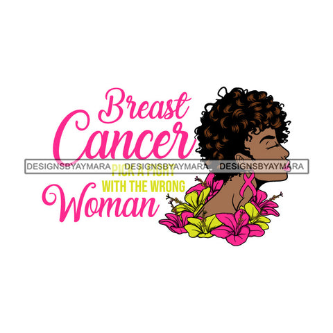 Afro Woman Breast Cancer Warrior Survivor Portrait Pink Ribbon Earring Curly Hair Style  SVG JPG PNG Layered Cutting Files For Silhouette Cricut and More