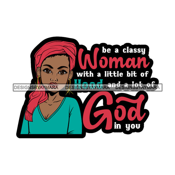 Afro Woman Religious Quotes God Hoop Earrings Melanin Hipster Turban Hair Style  SVG JPG PNG Layered Cutting Files For Silhouette Cricut More