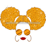 Gold Afro Buns Red Lips  SVG JPG PNG Vector Clipart Cricut Silhouette Cut Cutting1