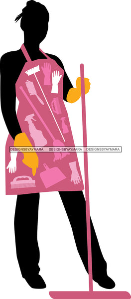 Cleaning Service Company Logo Woman Housekeeping Worker Housekeeper Maid SVG Cut File For Silhouette and Cricut