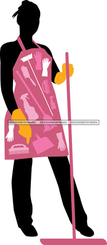 Cleaning Service Company Logo Woman Housekeeping Worker Housekeeper Maid SVG Cut File For Silhouette and Cricut