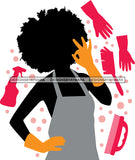 Cleaning Service Company Logo Woman Housekeeping Worker Housekeeper Maid SVG Cut File For Silhouette and Cricut