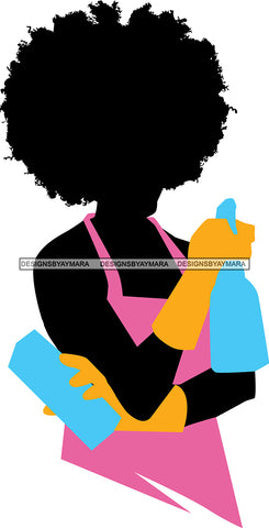 Cleaning Service Company Logo Woman Housekeeping Worker Housekeeper Maid SVG Cut File For Silhouette and Cricut